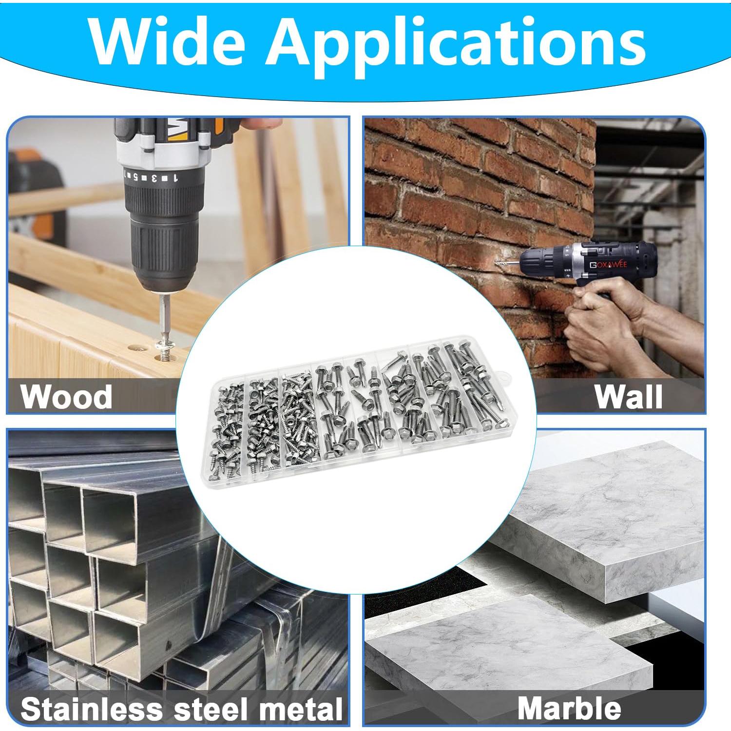 Kit de 150 Tornillos Autoperforantes Acero Inoxidable SpzcdZa