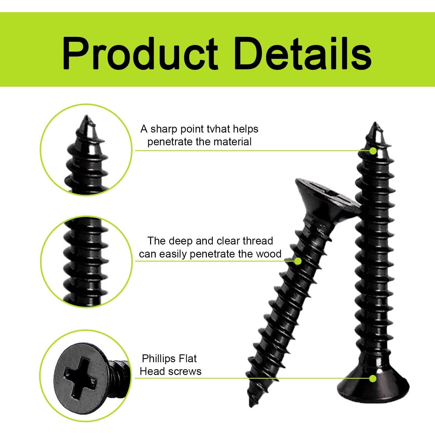 Kit de Tornillos de Cabeza Plana Phillips JERLITU 500 Pcs M3