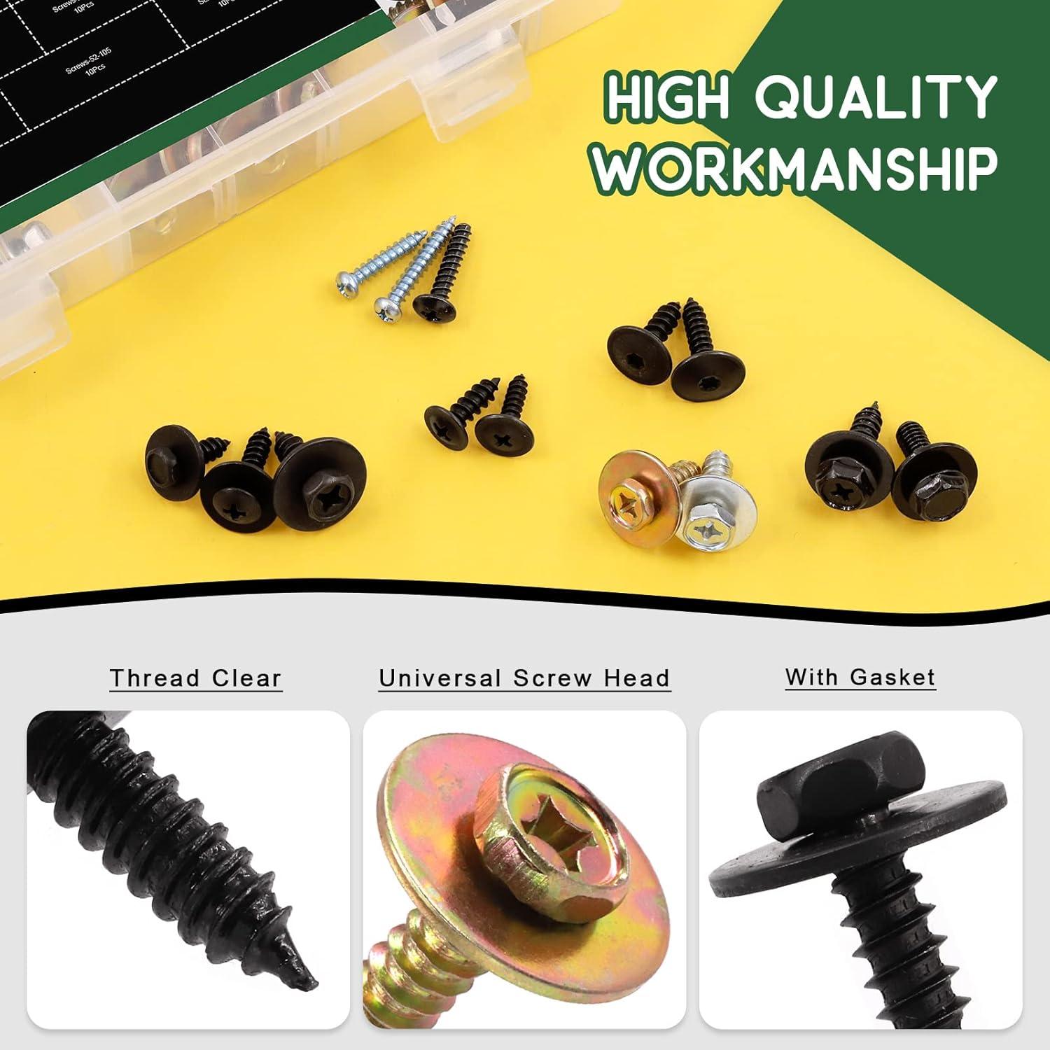 Keadic 160 Piezas Tornillos Autoperforantes para Automóviles