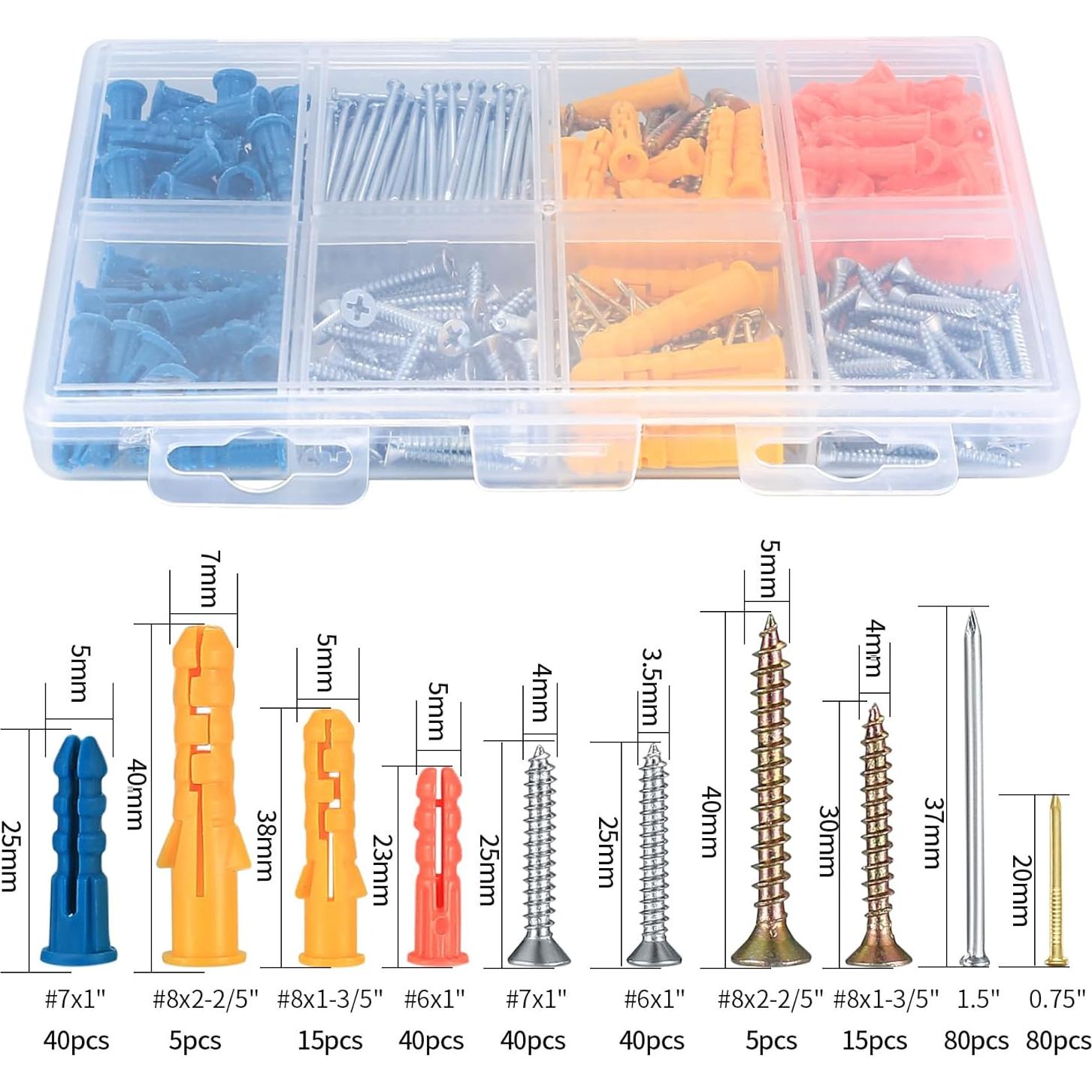 Kit de 360 Piezas de Tornillos y Anclajes PIANKEKE