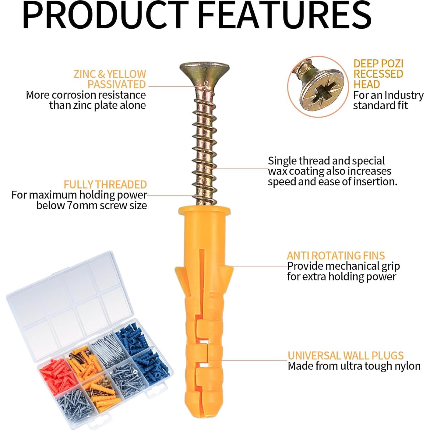 Kit de 360 Piezas de Tornillos y Anclajes PIANKEKE