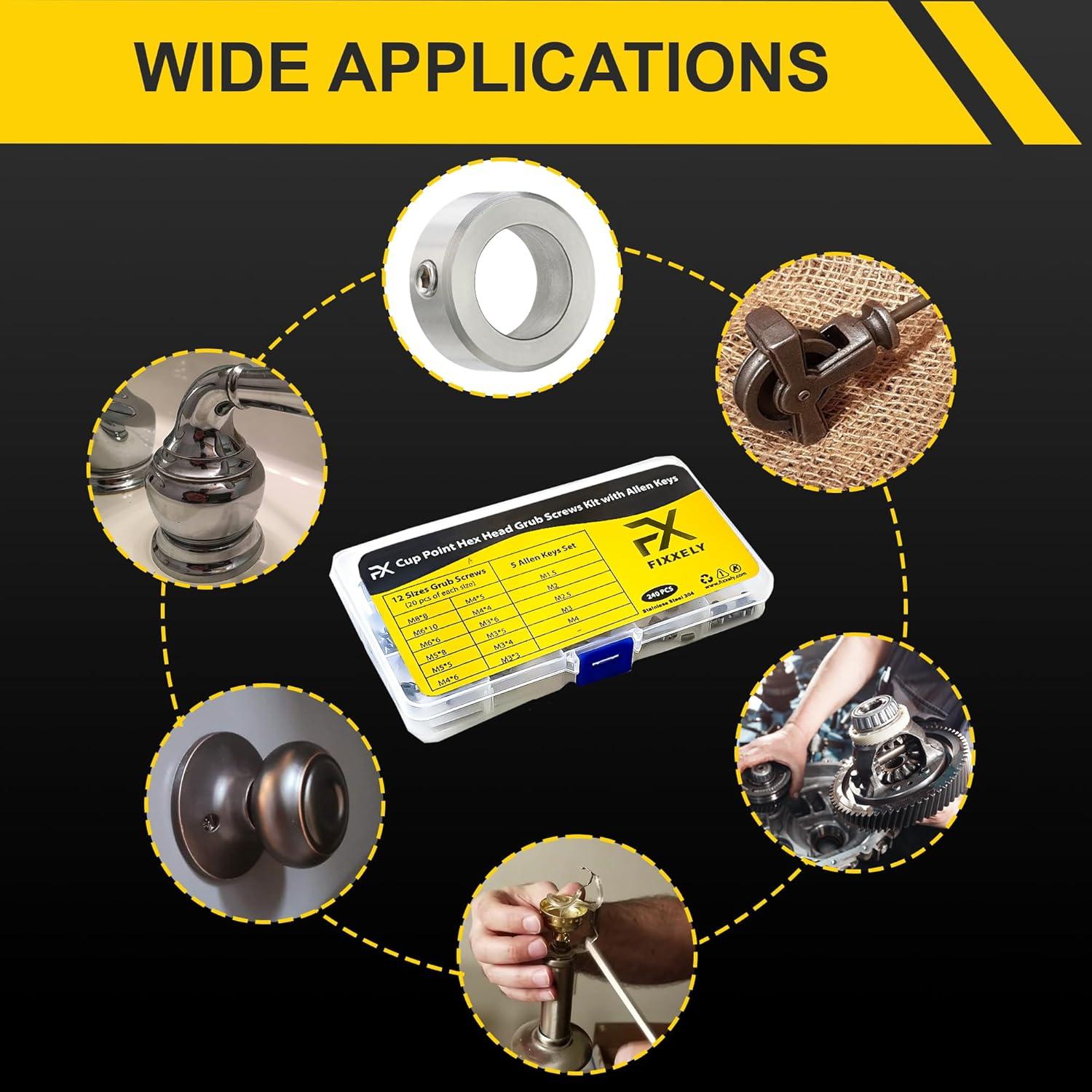 Kit de Tornillos de Presión Métricos FIXXELY 240 Pcs Acero Inoxidable