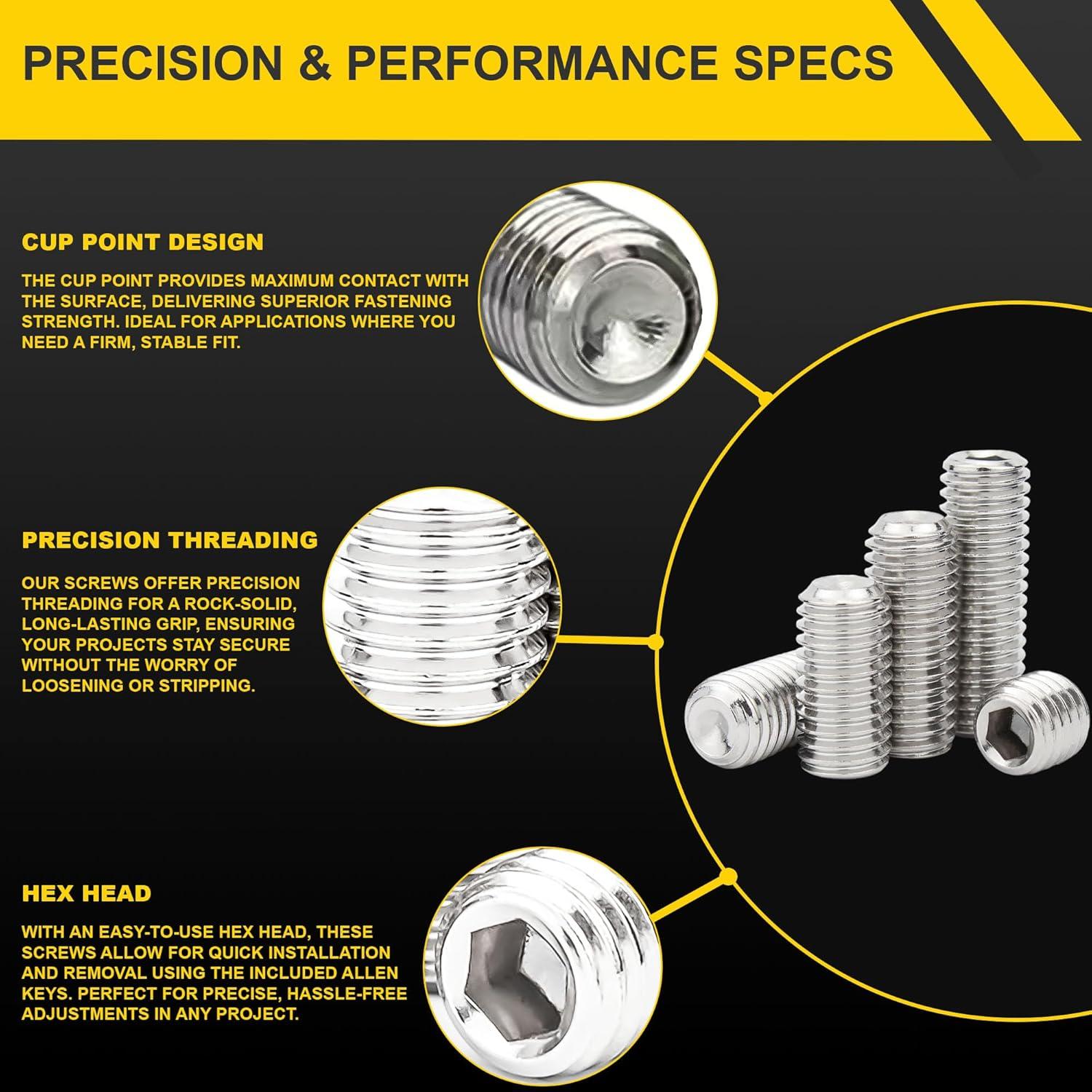 Kit de Tornillos de Presión Métricos FIXXELY 240 Pcs Acero Inoxidable