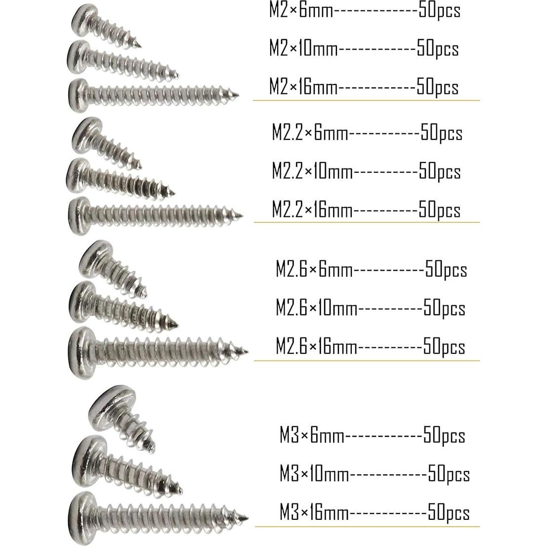 Kit de Tornillos Autoperforantes LBY 600 Piezas Acero Inoxidable