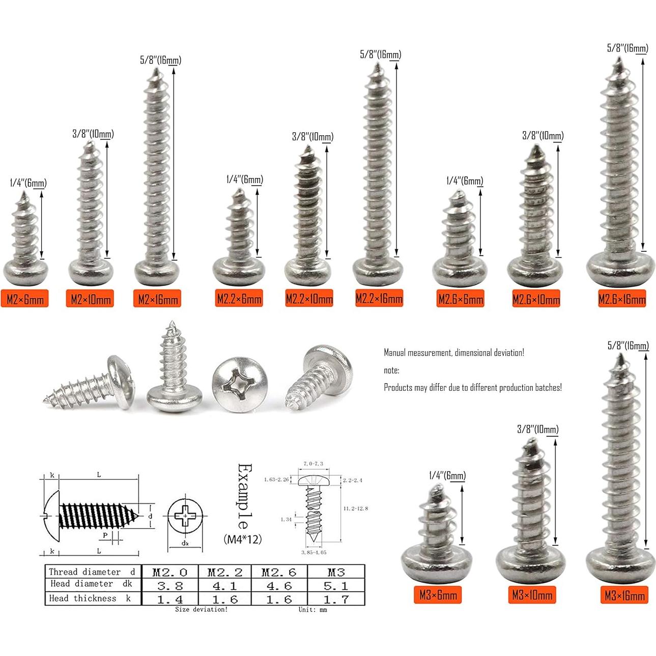 Kit de Tornillos Autoperforantes LBY 600 Piezas Acero Inoxidable