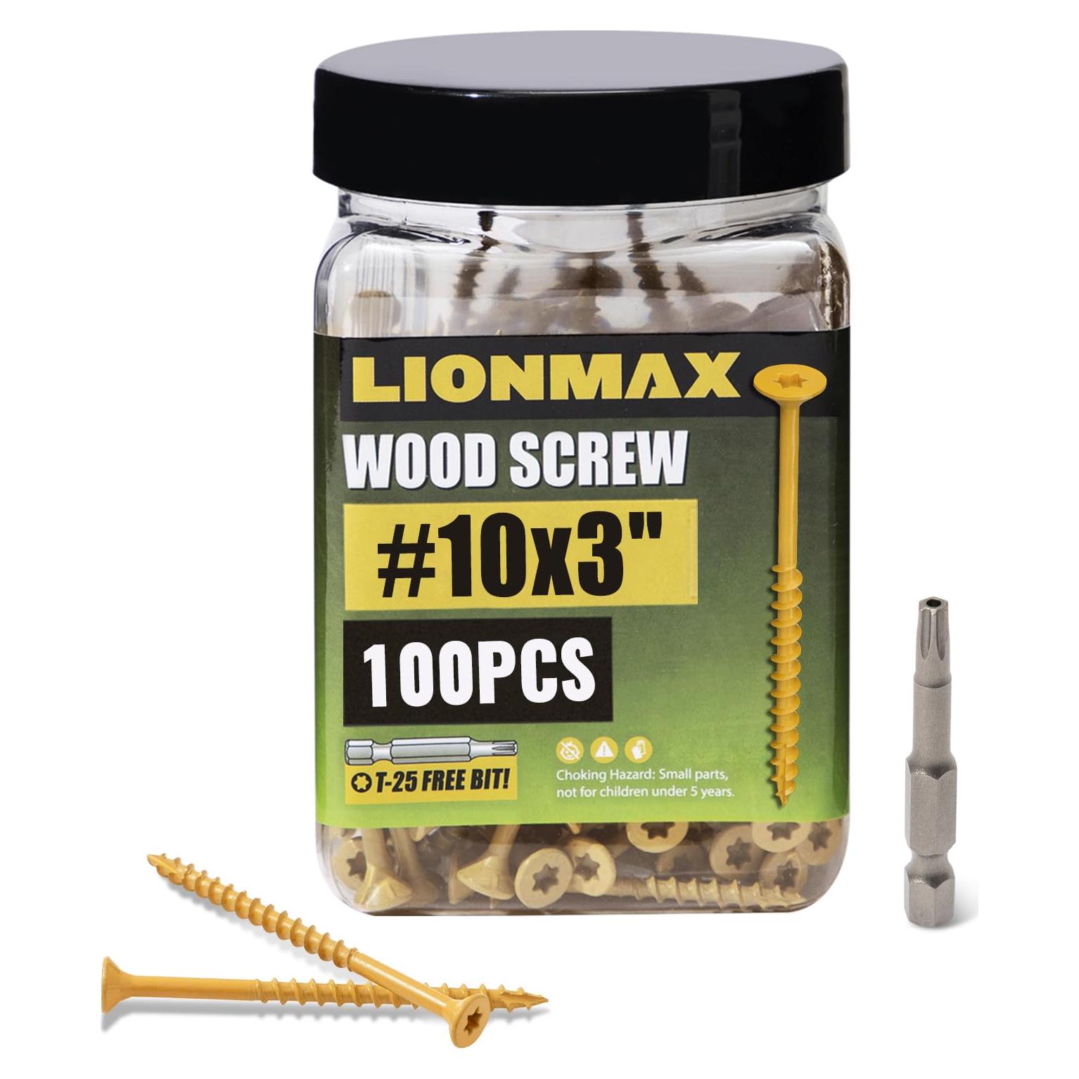 Tornillos para Deck LIONMAX #10 x 7.62 cm, 100 Piezas Beige