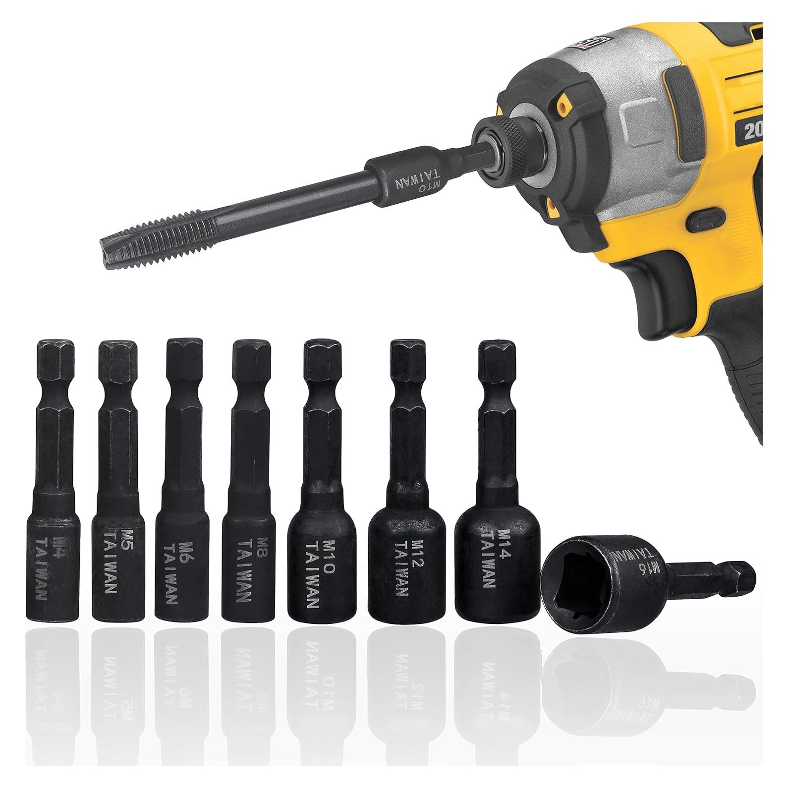 Juego de Adaptadores de Rosca Yakamoz 8Pcs M4-M16 1/4" Hexagonal