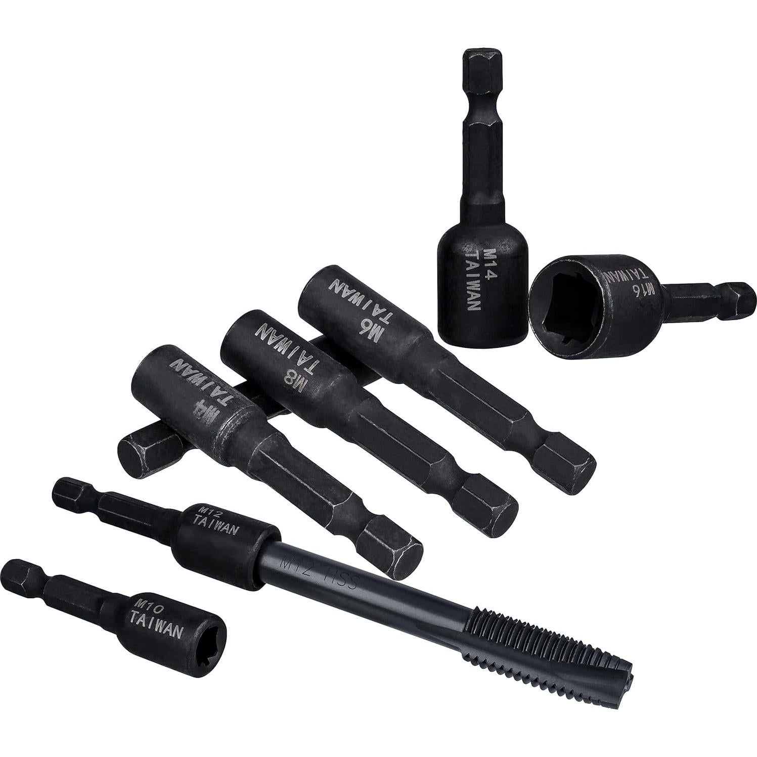 Juego de Adaptadores de Rosca Yakamoz 8Pcs M4-M16 1/4" Hexagonal