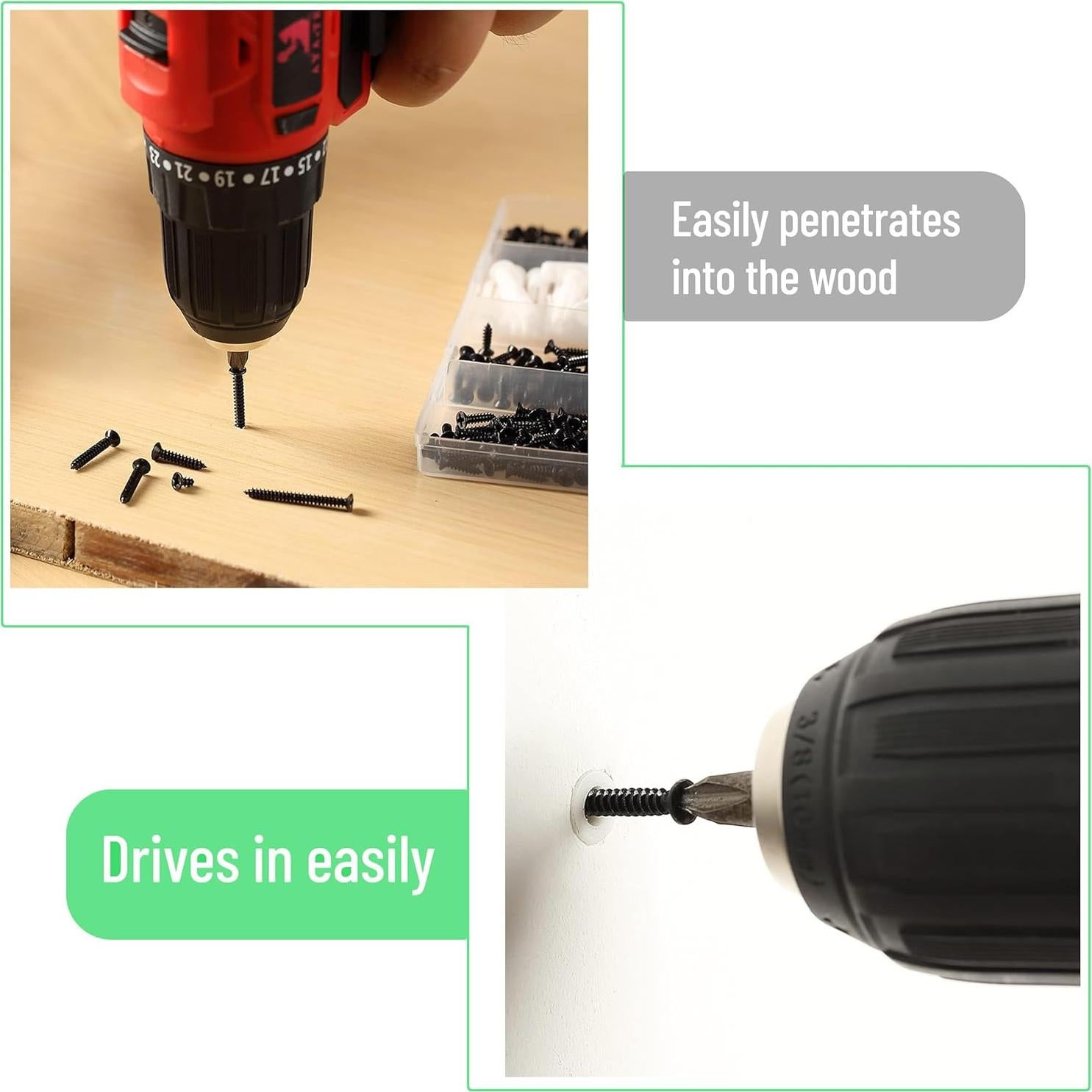 Kit de Tornillos de Madera Mr. Pen 420 Pcs M3 M6 Phillips