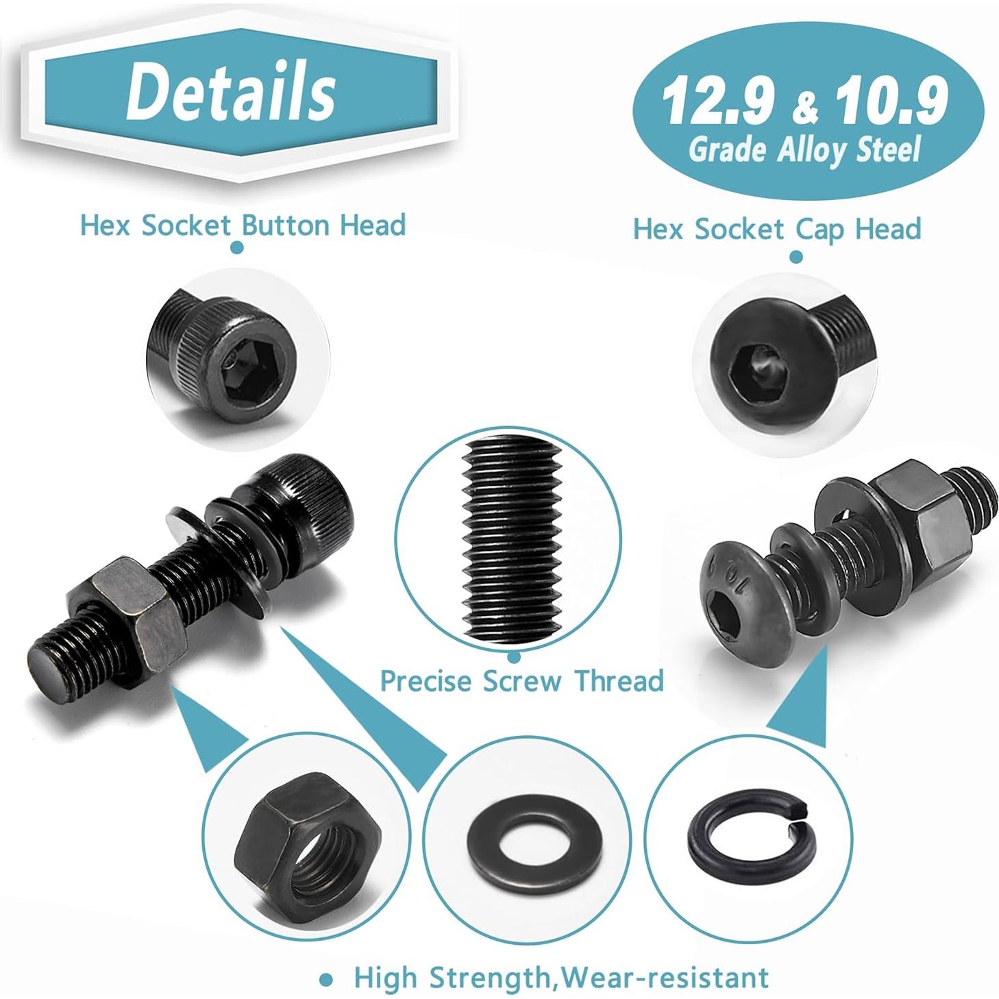 Juego de Tornillos M3 Kadrick 2240 Pcs Acero Aleado 12.9