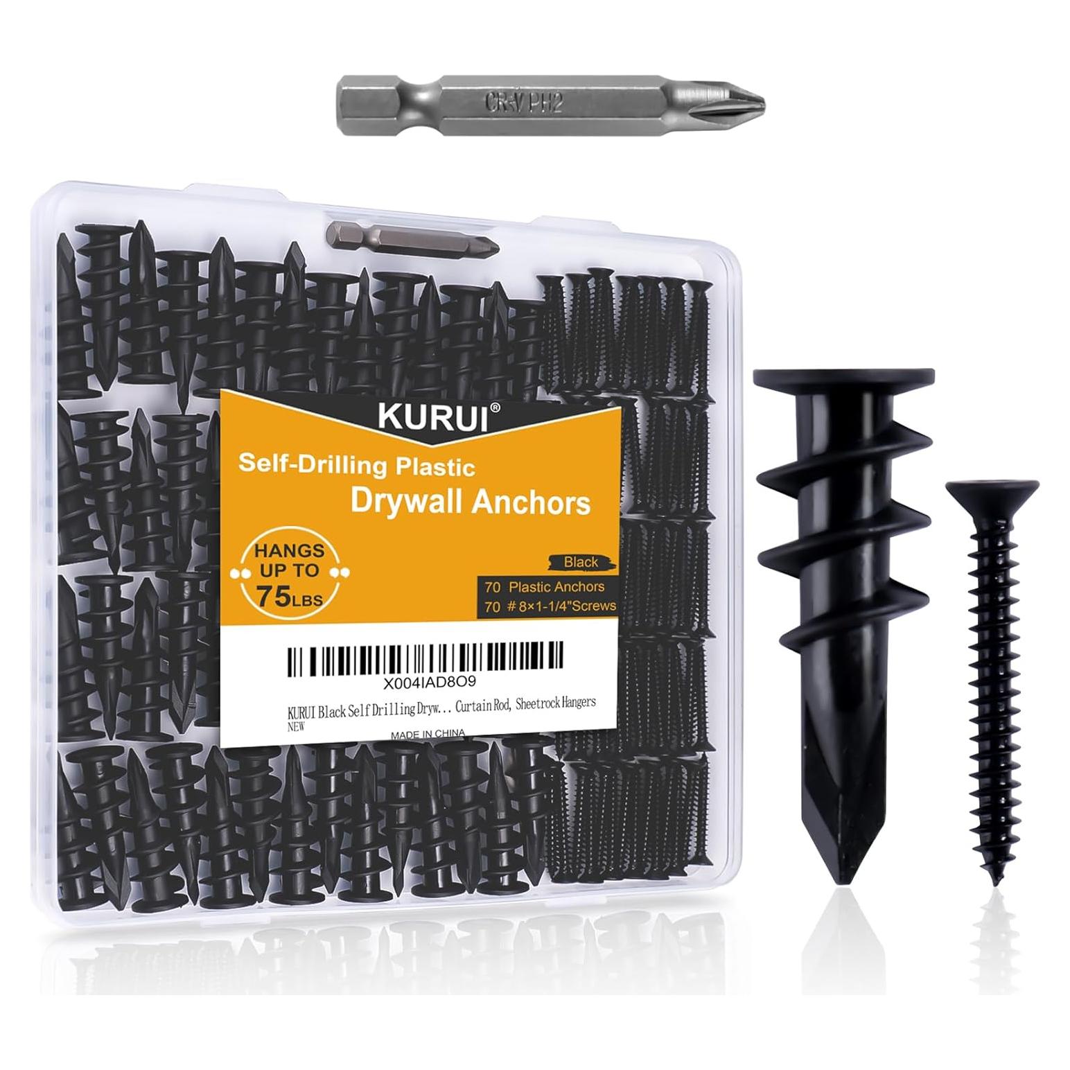 KURUI Kit de Anclajes de Yeso Autoperforantes 140 Piezas 34kg