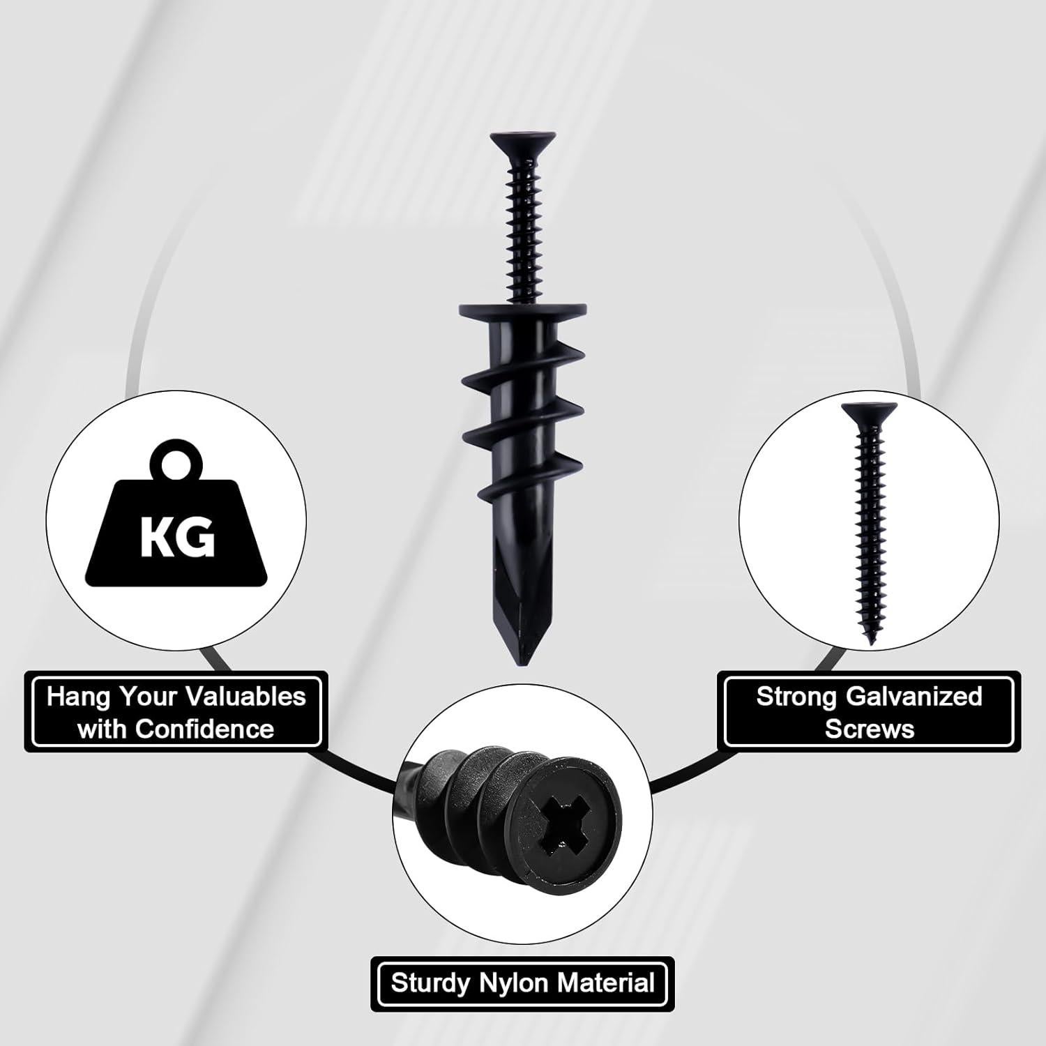 KURUI Kit de Anclajes de Yeso Autoperforantes 140 Piezas 34kg