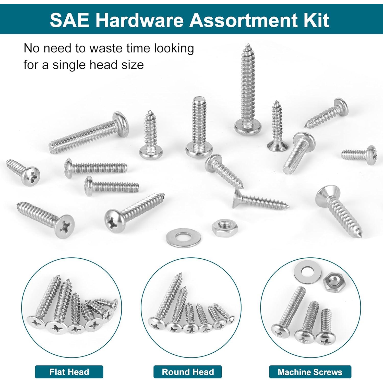 Kit de 845 Piezas de Tornillos y Tuercas SATANTECH Acero Inoxidable