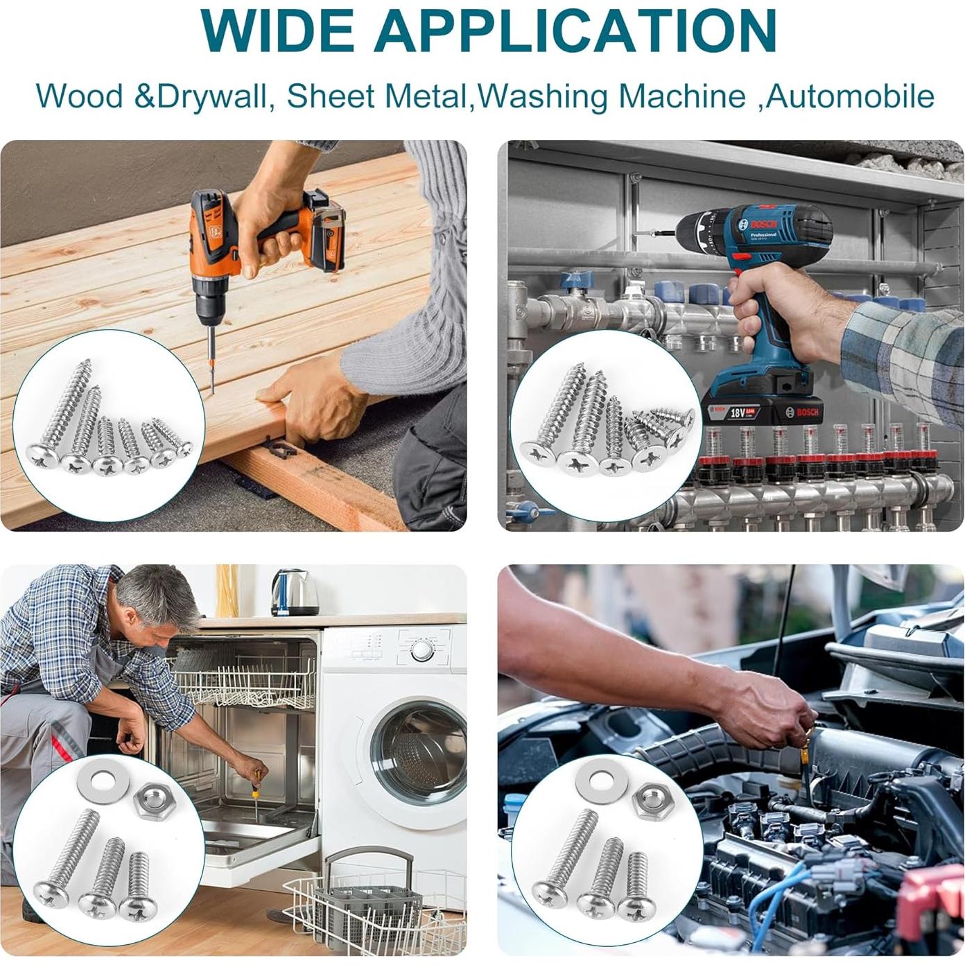 Kit de 845 Piezas de Tornillos y Tuercas SATANTECH Acero Inoxidable