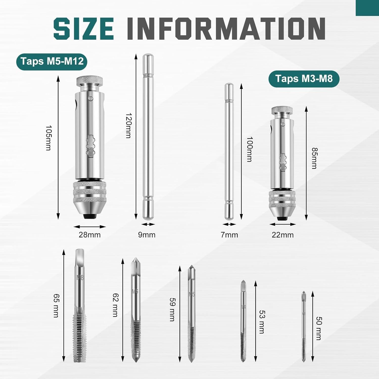 Juego de Llaves de Grifo T Gisafai con Carraca y 5 Grifos M5-M12