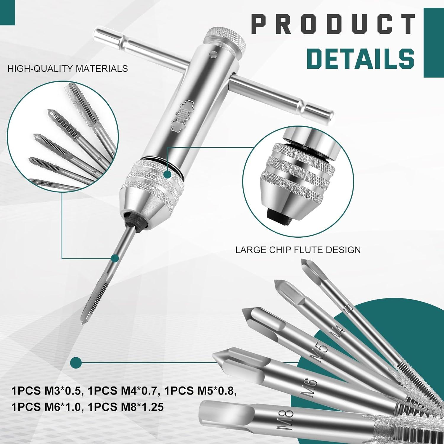 Juego de Llaves de Grifo T Gisafai con Carraca y 5 Grifos M5-M12