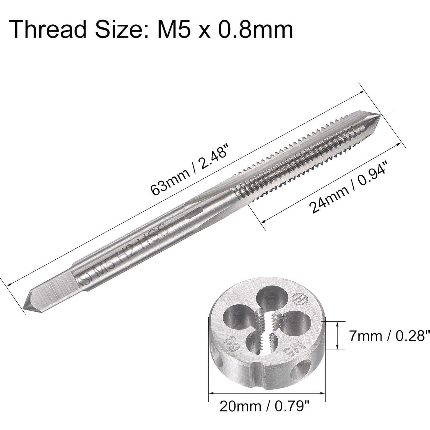 Juego de Machos y Matrices M5 x 0.8mm uxcell - HSS y Acero