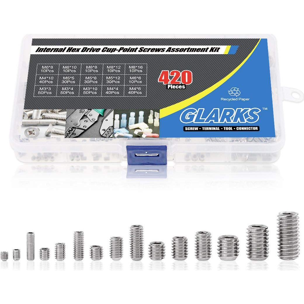 Juego de Tornillos Allen Glarks 420Pcs Acero Inoxidable 304