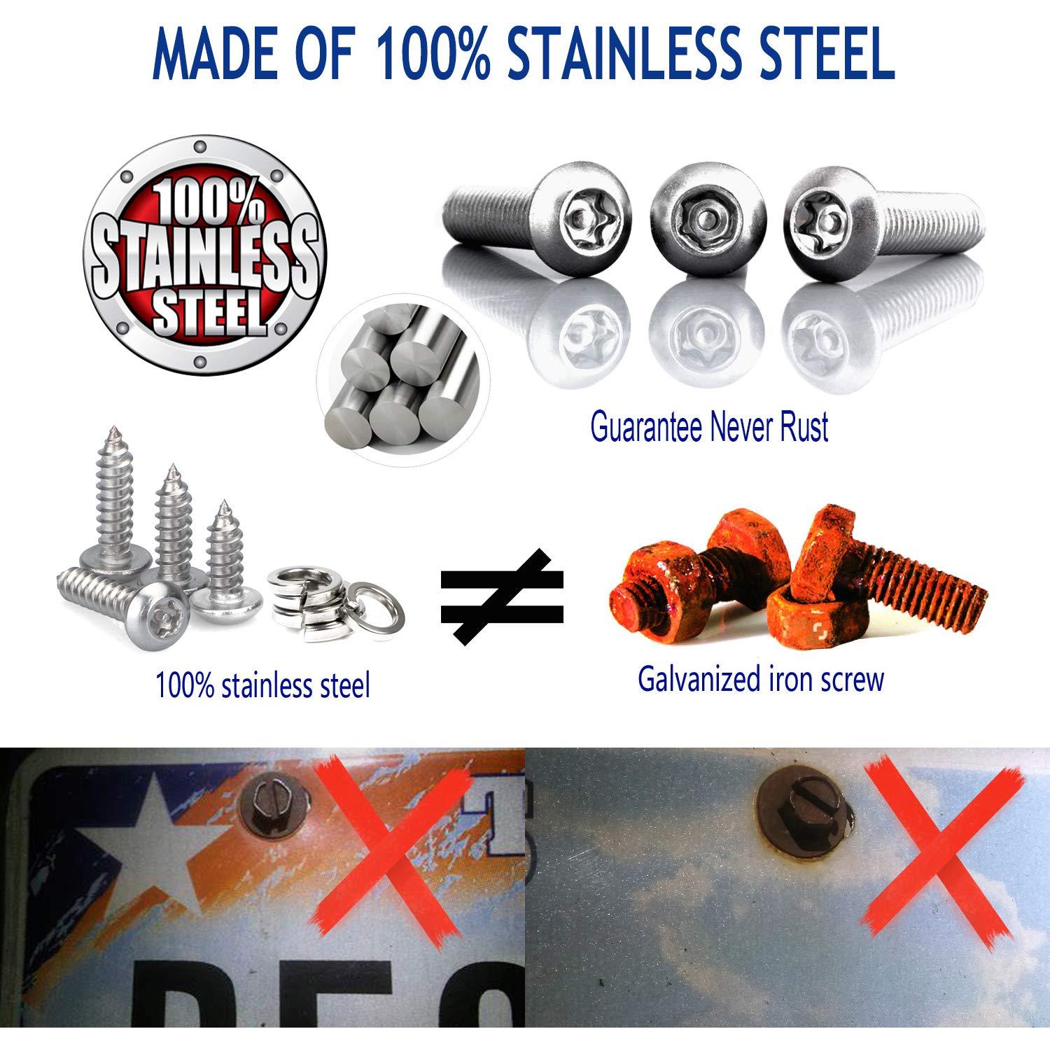 Tornillos Antirrobo QINMAN para Placas de Matrícula M6, Acero Inoxidable