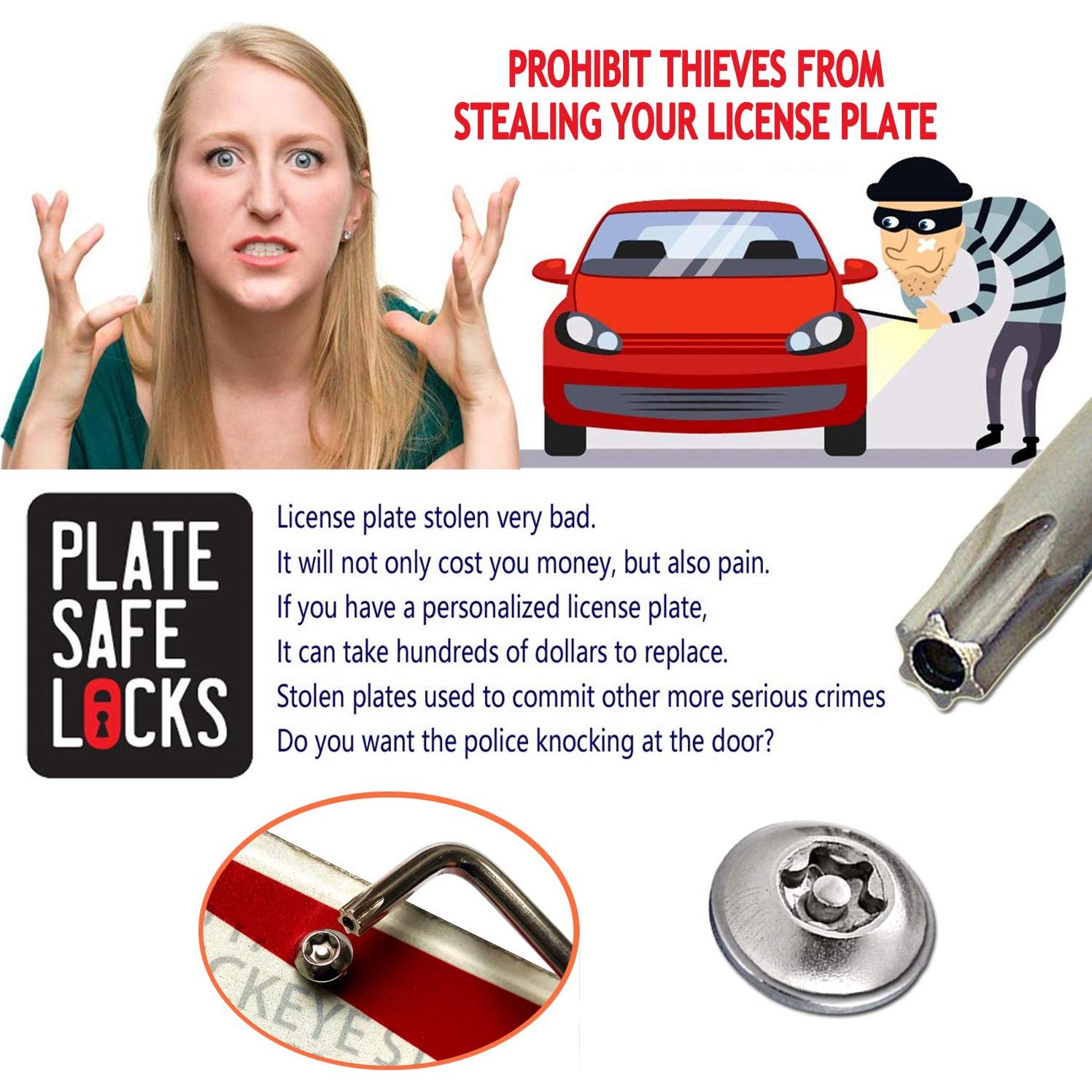 Tornillos Antirrobo QINMAN para Placas de Matrícula M6, Acero Inoxidable