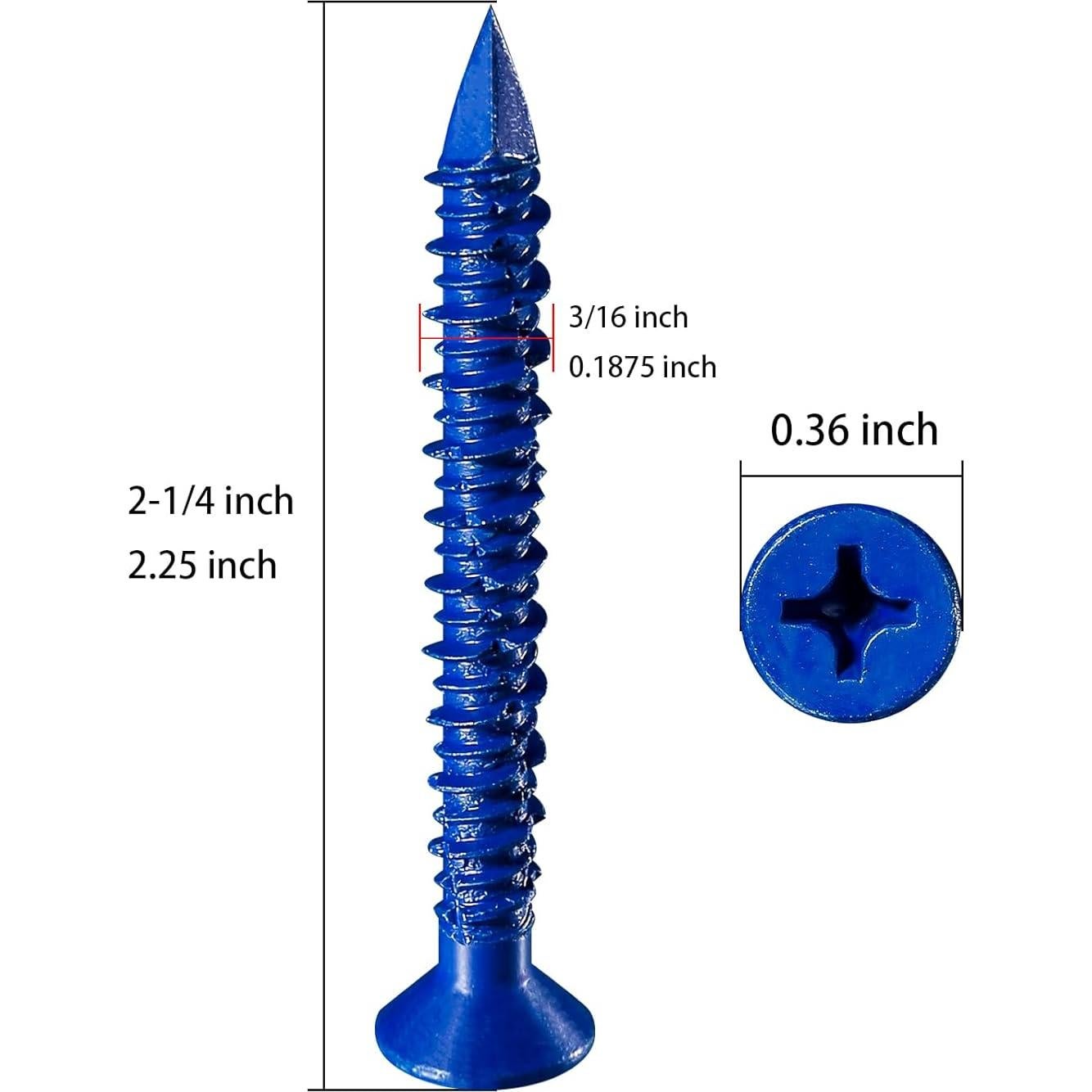 Tornillos de Concreto Wensilon 30 Pcs 5 mm x 57 mm Azul