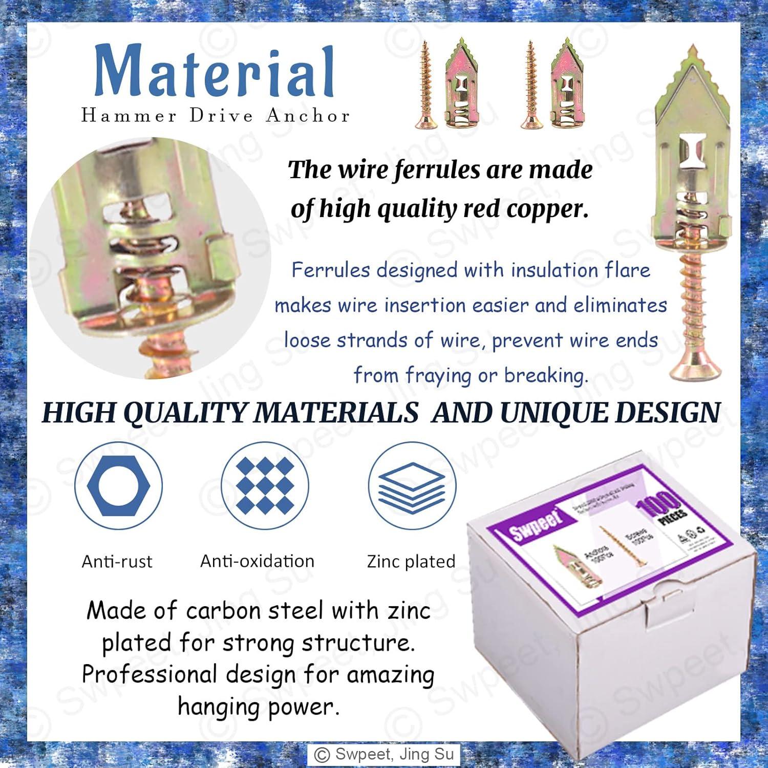 Swpeet Anclajes Autoperforantes para Paneles de Yeso 200Pcs