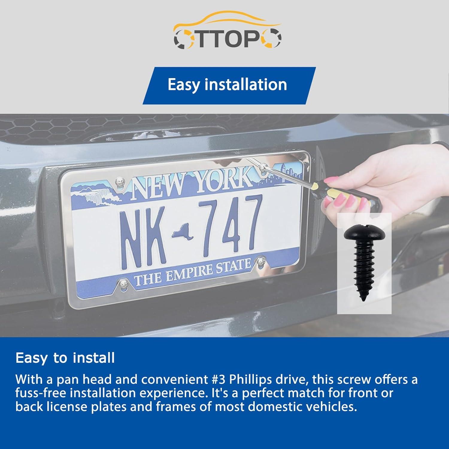 Tornillos de Placa de Licencia OTTOPO Acero Inoxidable 8 Piezas