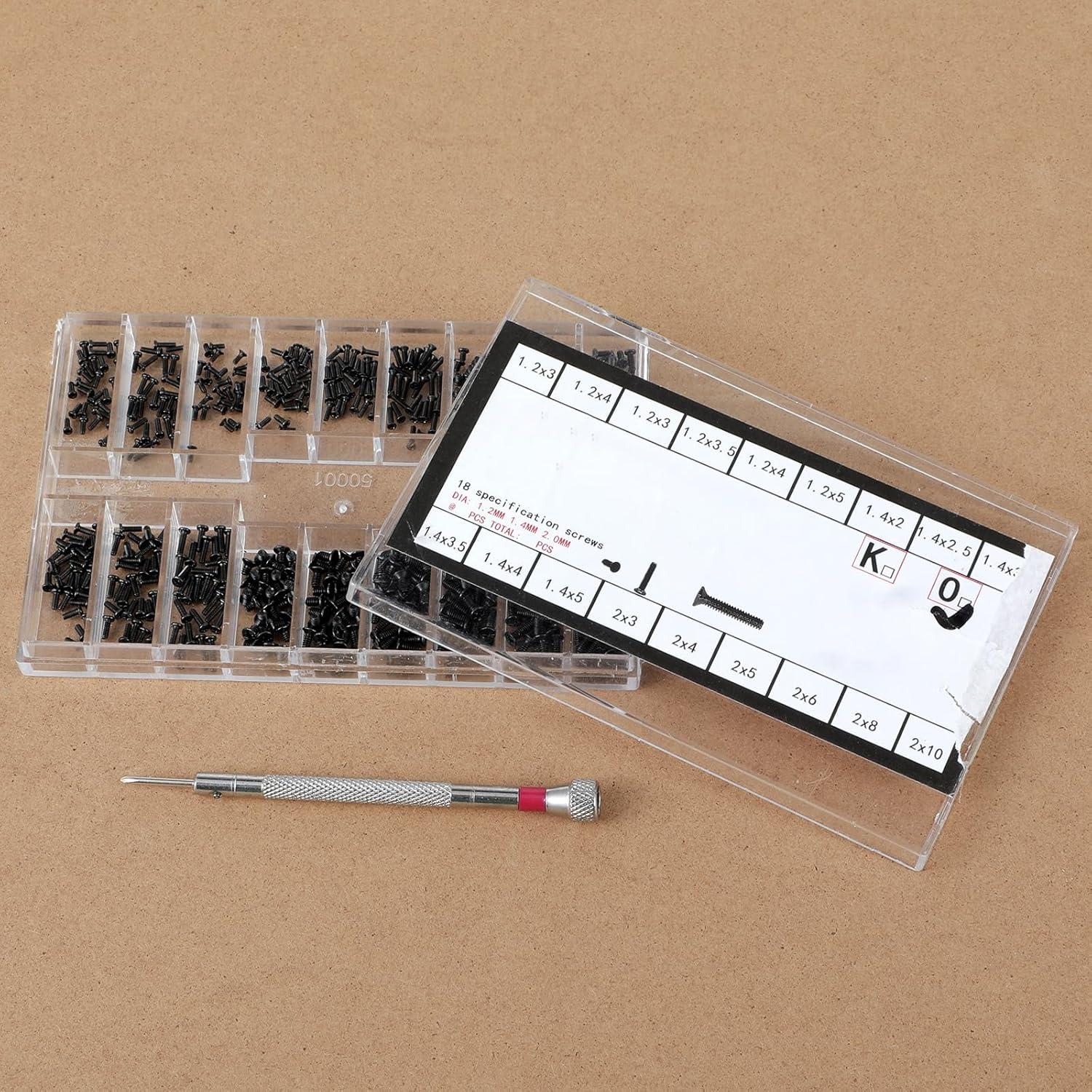 Kit de Tornillos Pequeños Trinkrittey 500 Pcs Negro M1.2-M2.0