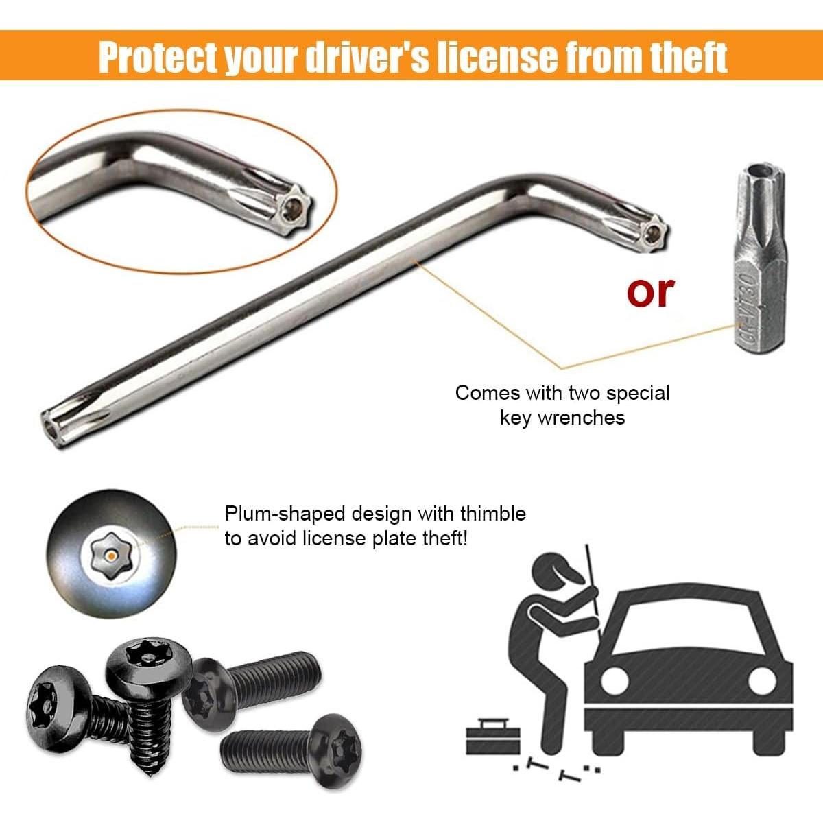 Kit de Tornillos Antirrobo para Placas de Licencia GLSOWEE