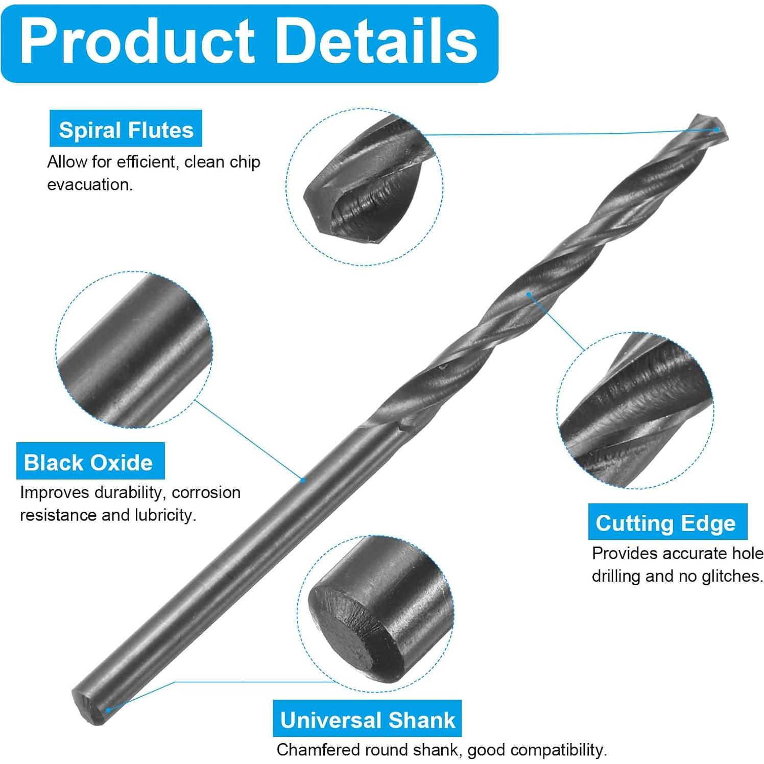 uxcell Tap and Drill Bit Set, 1pcs 3/16-24 UNC Straight Flute Thread Screw Taps & 1pcs 3.7mm Twist Drill Bits, Black Oxide HSS-6542 Tapping Threading Tool Kit