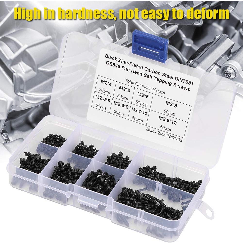 Kit de Tornillos Autorroscantes Yanmis 400 Piezas M2/M2.6