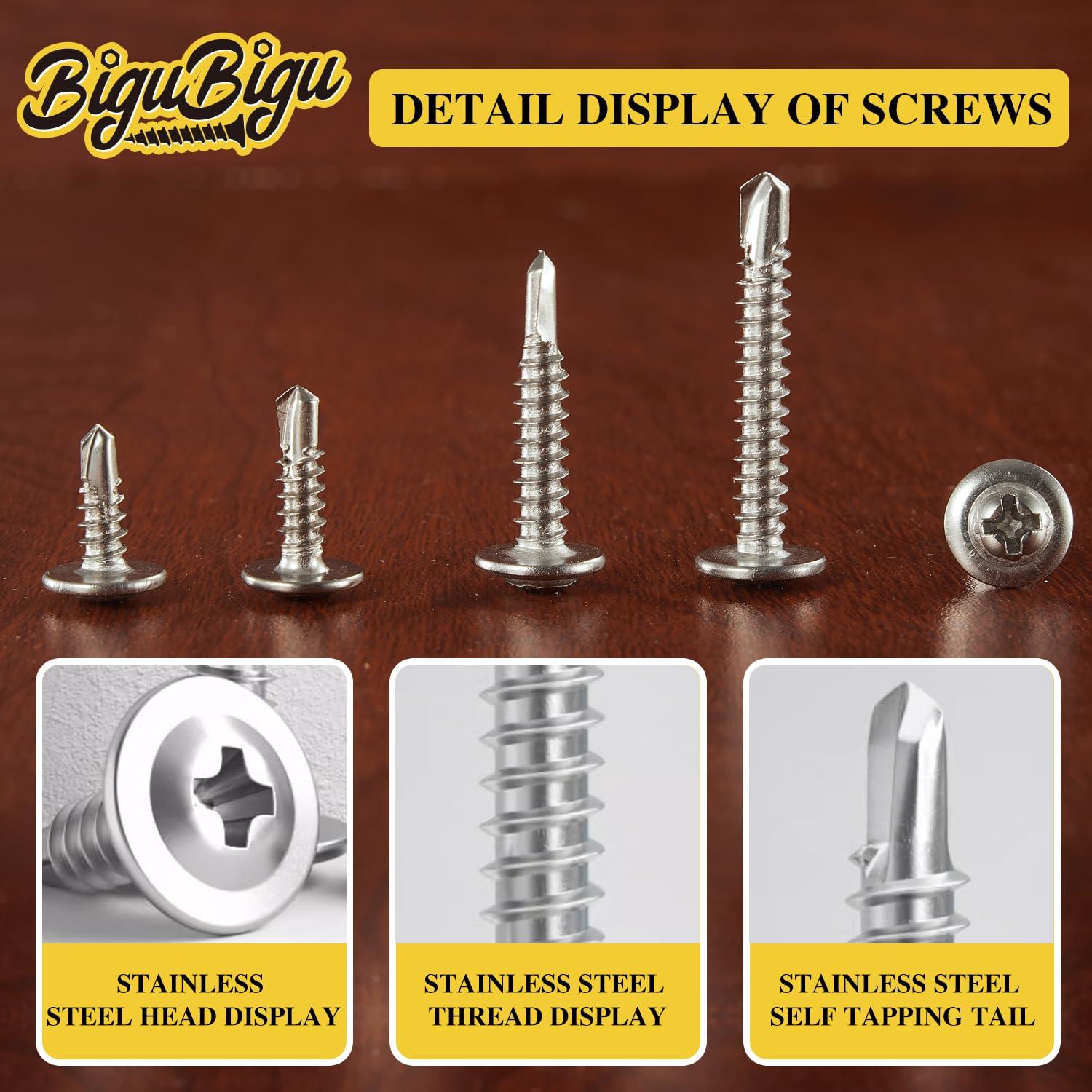 Kit de 340 Tornillos Autoperforantes Acero Inoxidable 410 BIGUBIGU