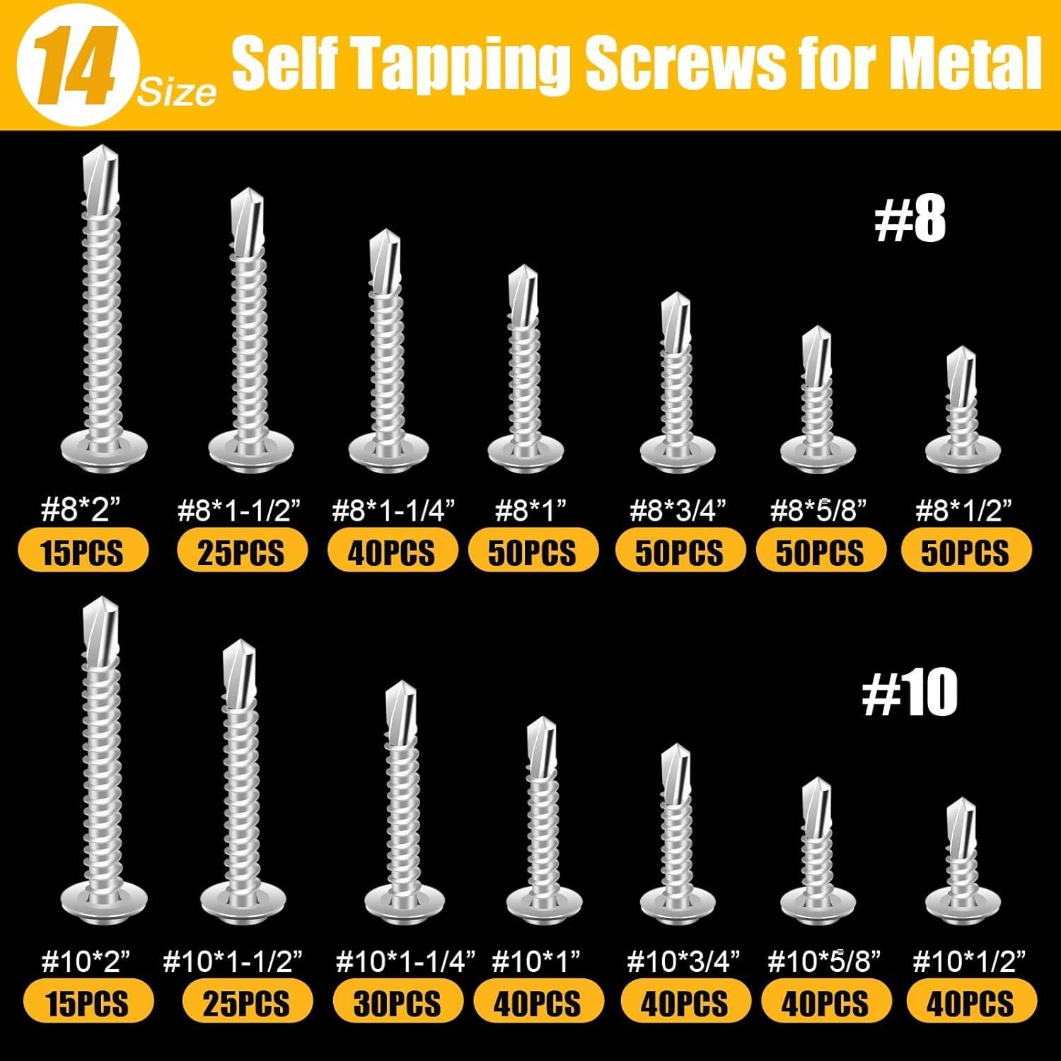 Kit 510 Tornillos Autoperforantes TEK Acero Inoxidable 410