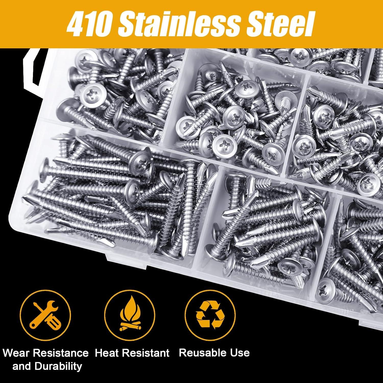 Kit 510 Tornillos Autoperforantes TEK Acero Inoxidable 410