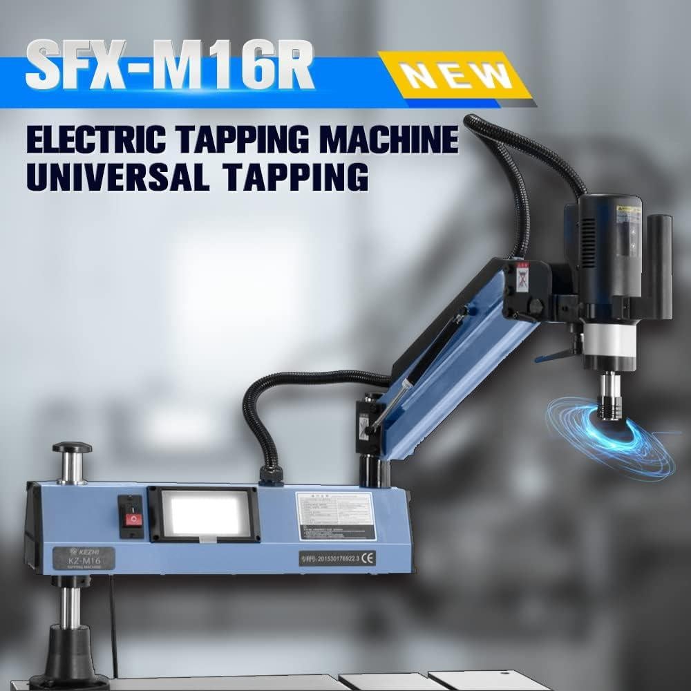 US Stock M3-M16 Universal Electric Tapping Machine Electric Tapping Arm with 375rpm 1200mm Flexible Tapping Arm included 9pcs ANSI Standard Collets