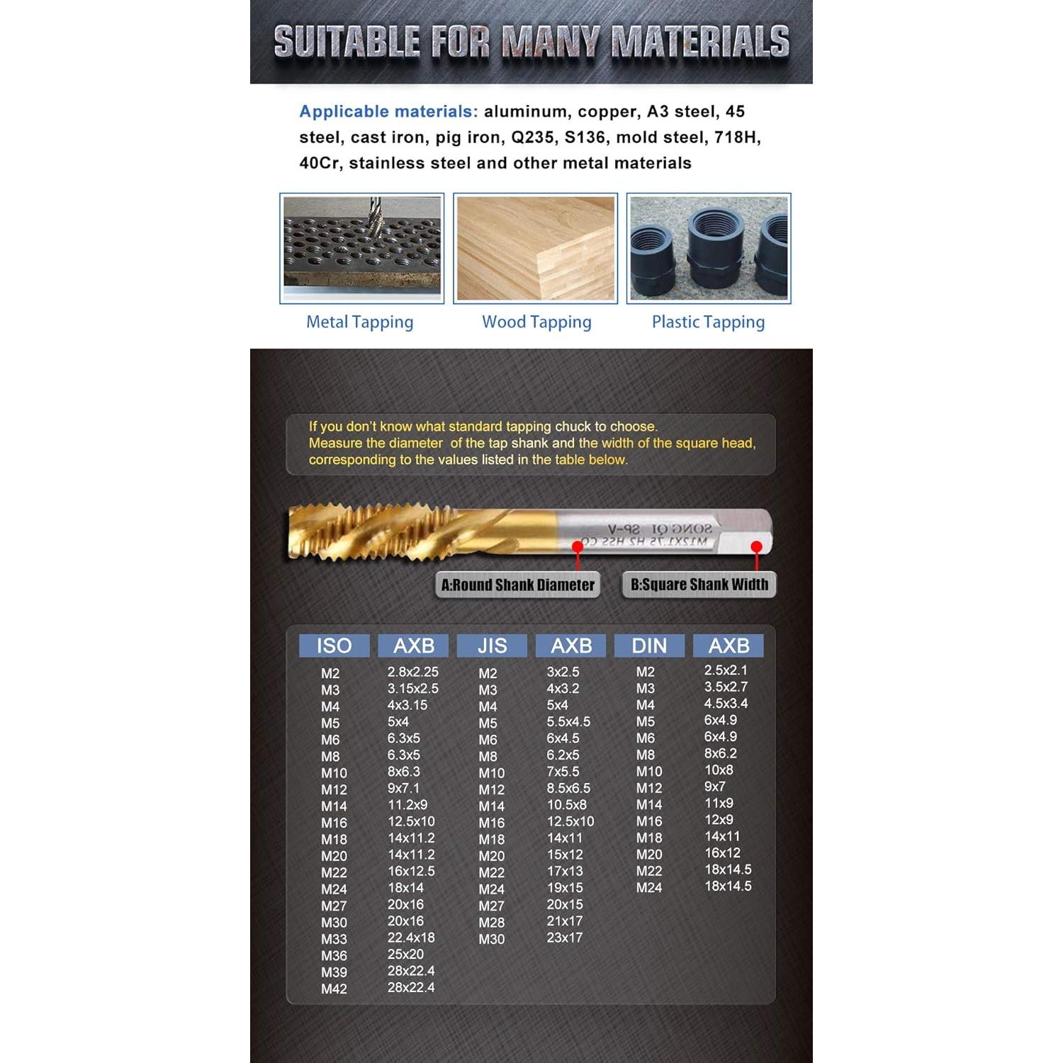 US Stock M3-M16 Universal Electric Tapping Machine Electric Tapping Arm with 375rpm 1200mm Flexible Tapping Arm included 9pcs ANSI Standard Collets