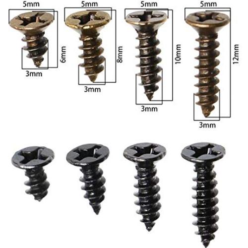 Kit de Tornillos de Madera Mini Skater 200 Pcs Negro y Bronce
