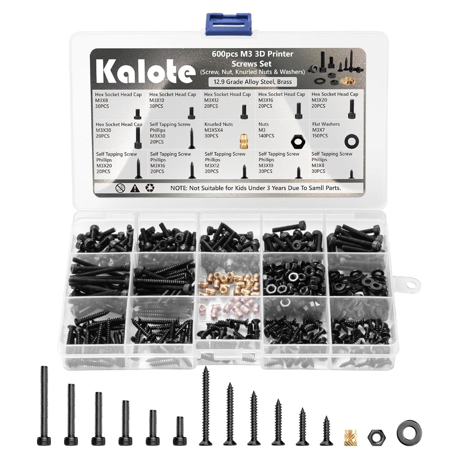 Conjunto de Tornillos M3 600 Piezas Kalote Acero 12.9