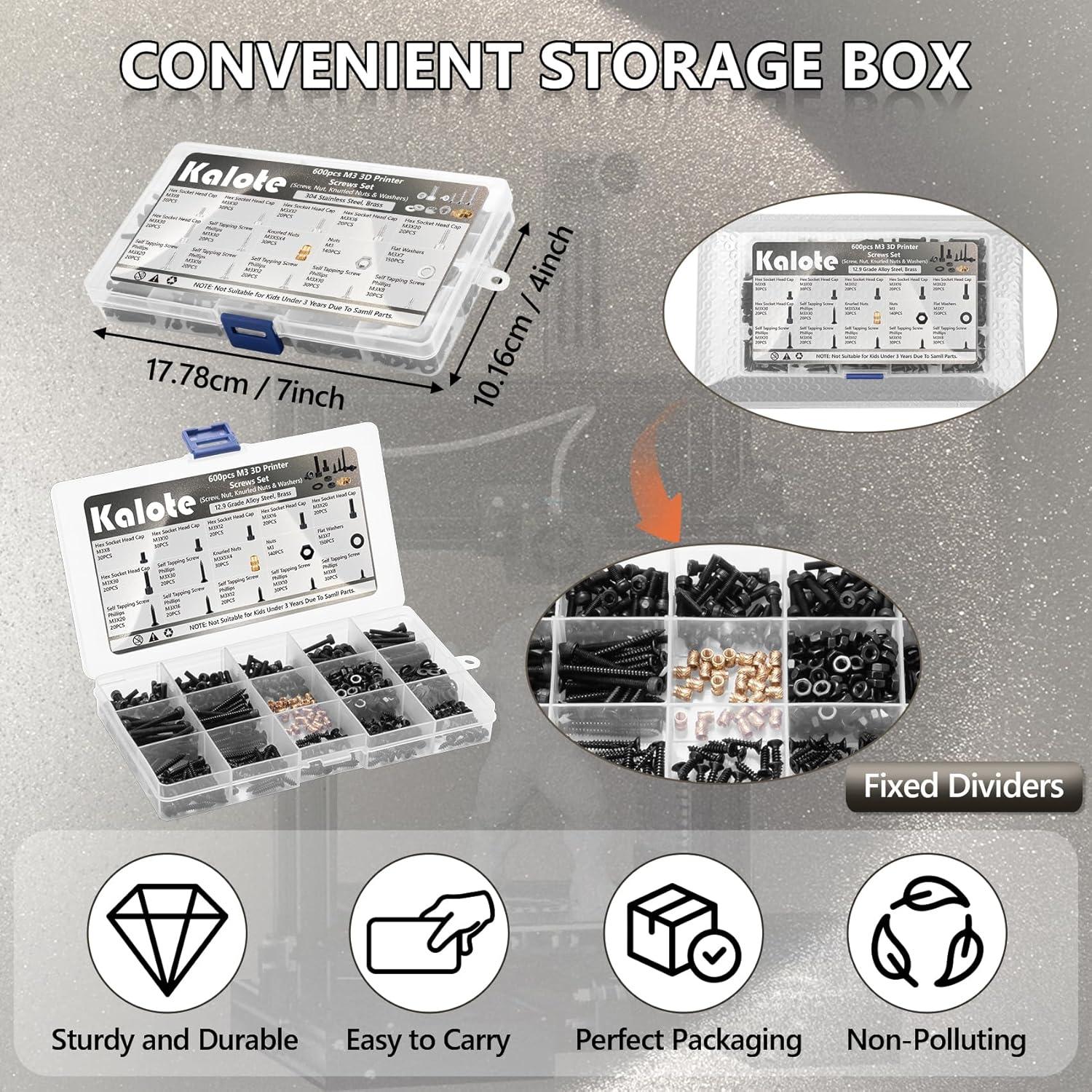 Conjunto de Tornillos M3 600 Piezas Kalote Acero 12.9