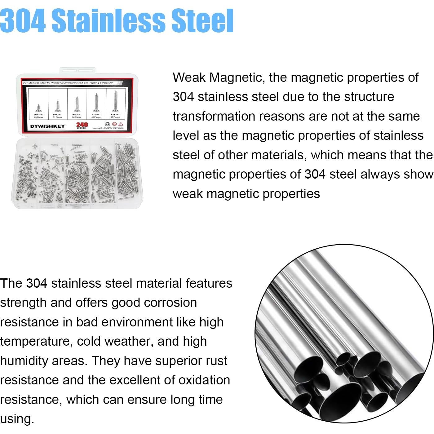 Kit de Tornillos Autoperforantes DYWISHKEY 246 Piezas Acero Inoxidable