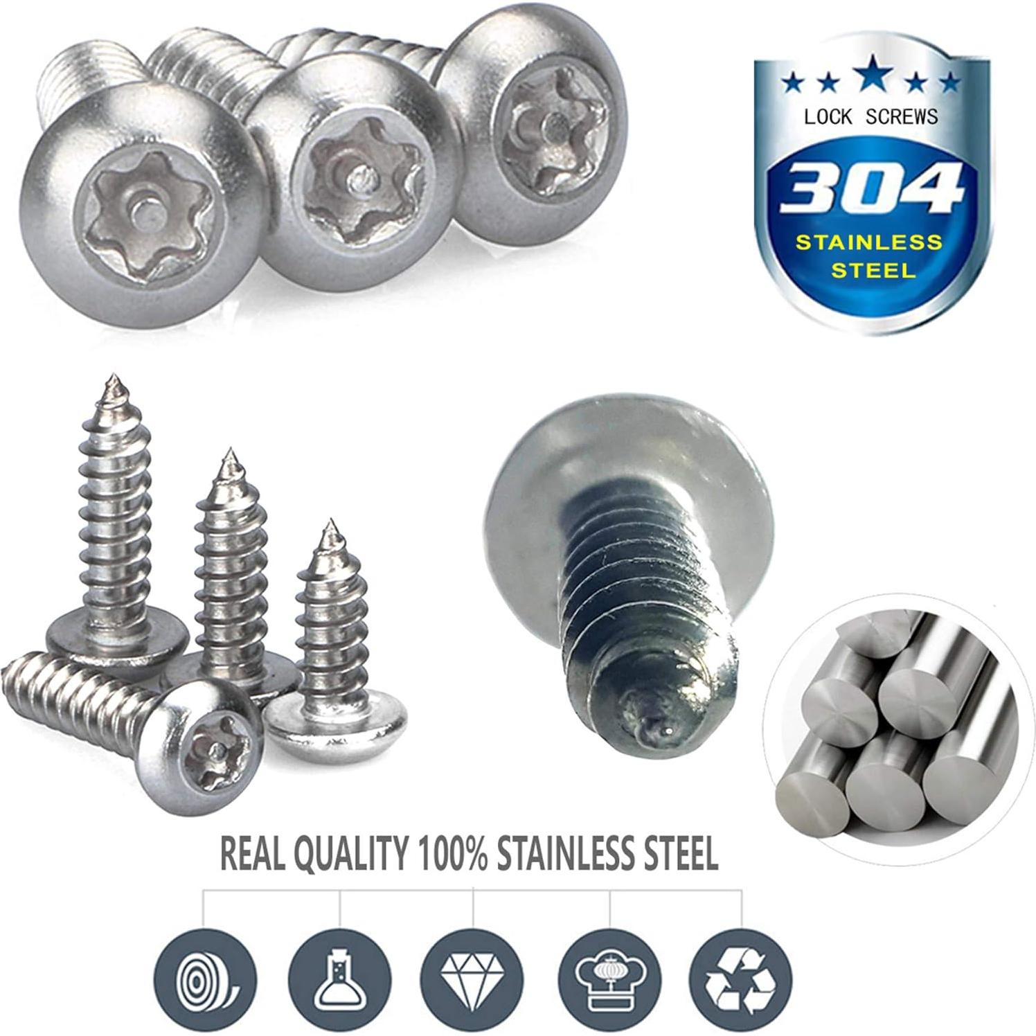 Tornillos Antirrobo Aootf para Placas de Matrícula - Acero Inoxidable, 8 Piezas