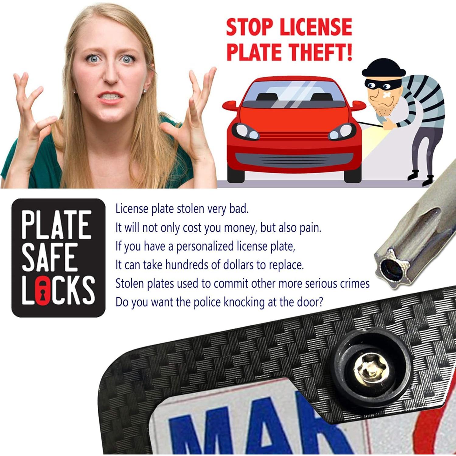 Tornillos Antirrobo Aootf para Placas de Matrícula - Acero Inoxidable, 8 Piezas