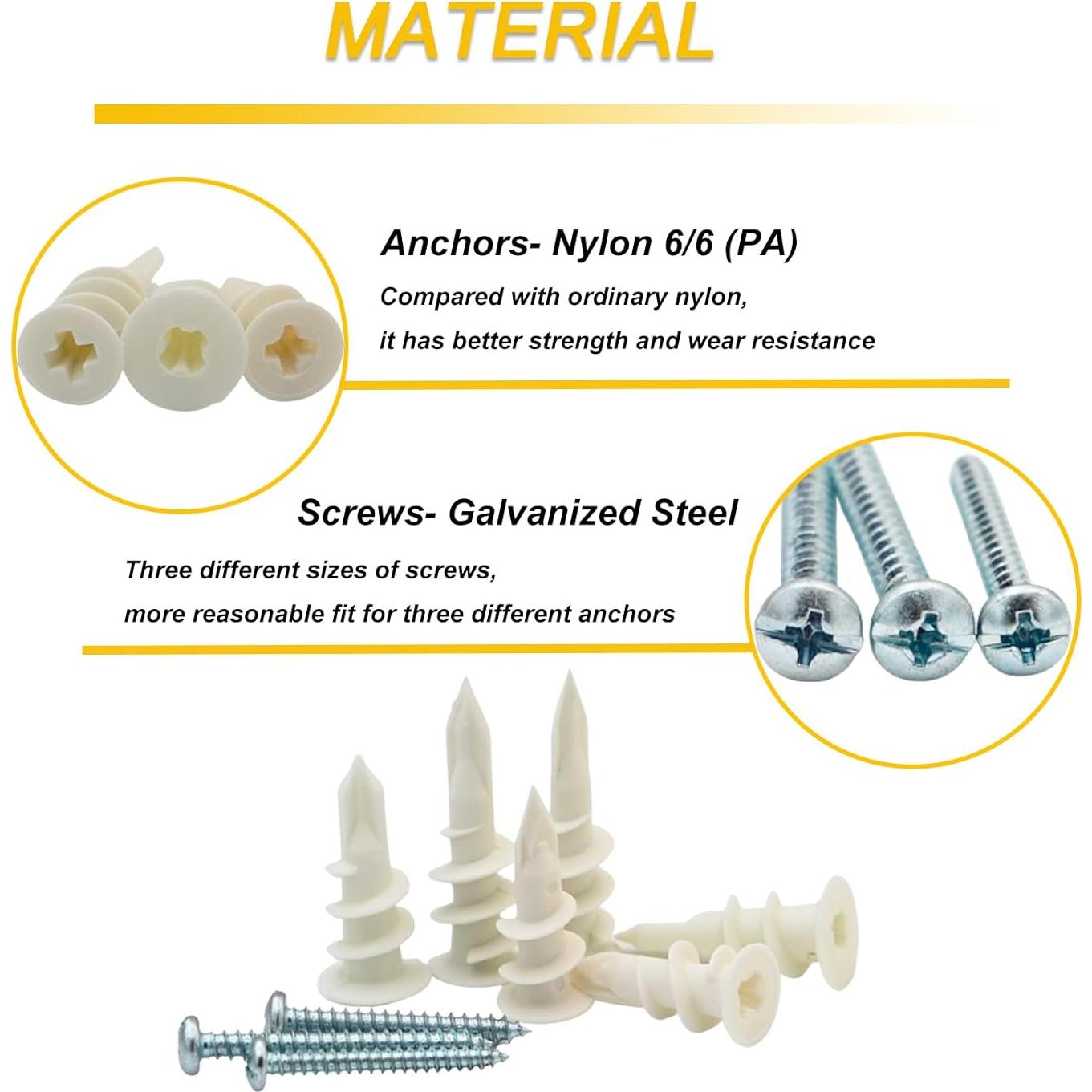 Anclajes para Paneles de Yeso Autoperforantes Kevinrooty 310PCS