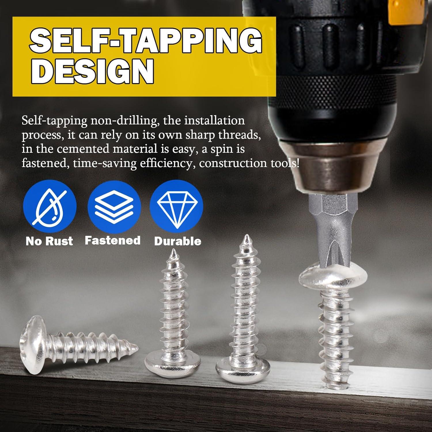 Kit de Tornillos de Madera Zhenglilos 205 Piezas Acero Inoxidable