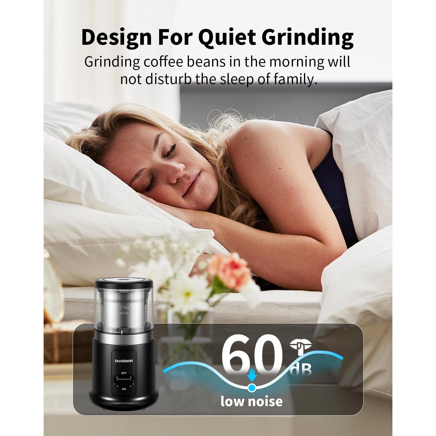 Molino de Café Eléctrico SHARDOR OK2075, Acero Inoxidable, Negro