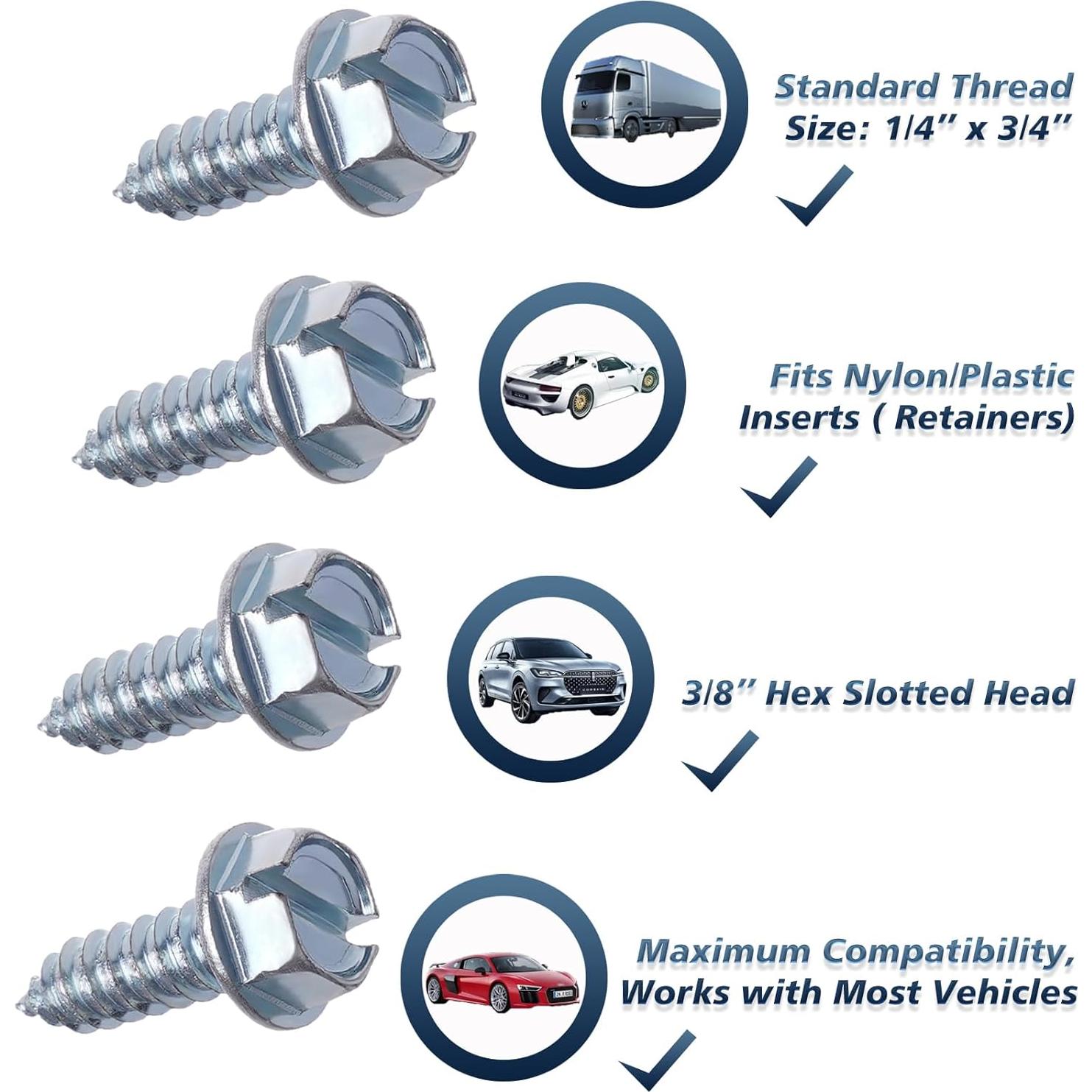 Kit de Tornillos Cromados para Placas de Licencia Jinteng - 8 Pcs