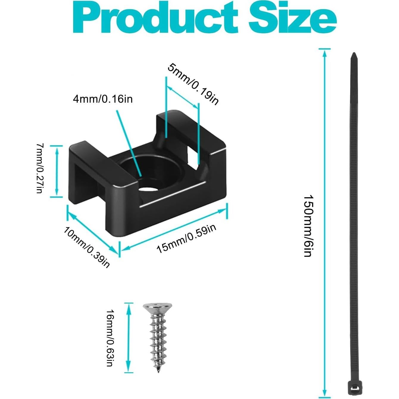 Kit de Montaje de Cables VZTOLKUR - 55 Bridas 15.24 cm Negro