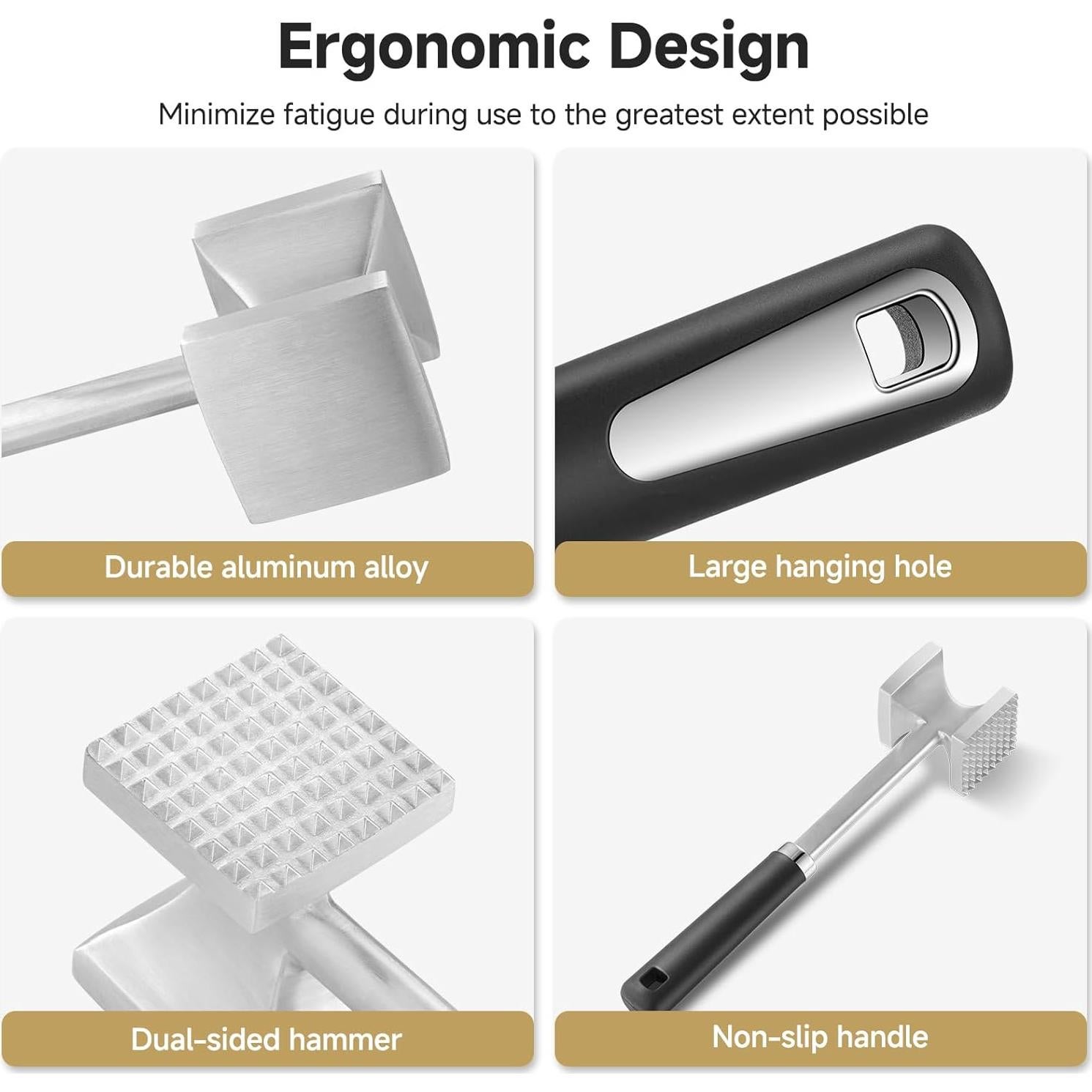 Martillo Ablandador de Carne AAOBOSI Doble Cara Ergonómico