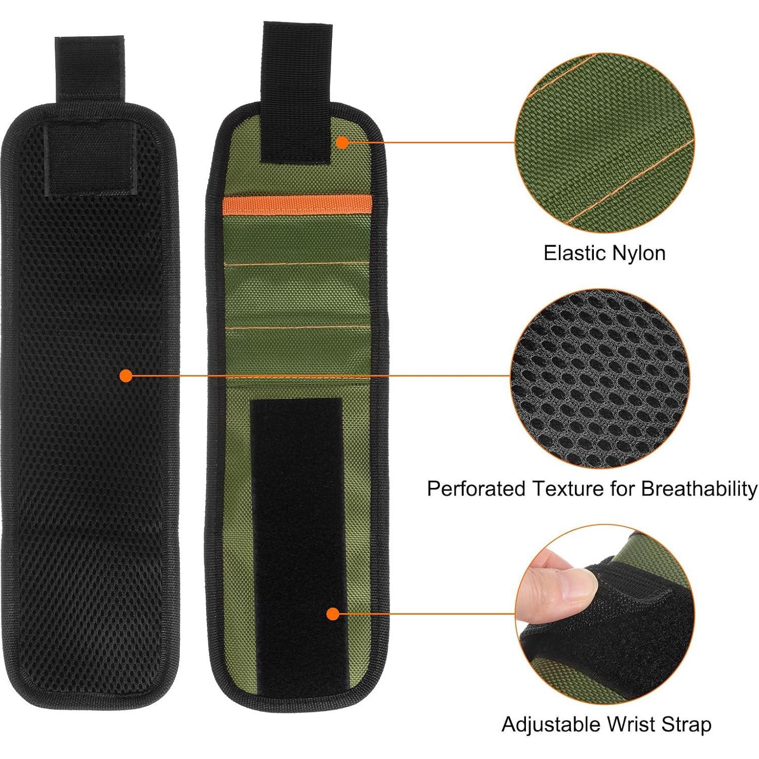 Pulsera Magnética HARFINGTON de Nylon con 9 Imánes - Verde Oscuro