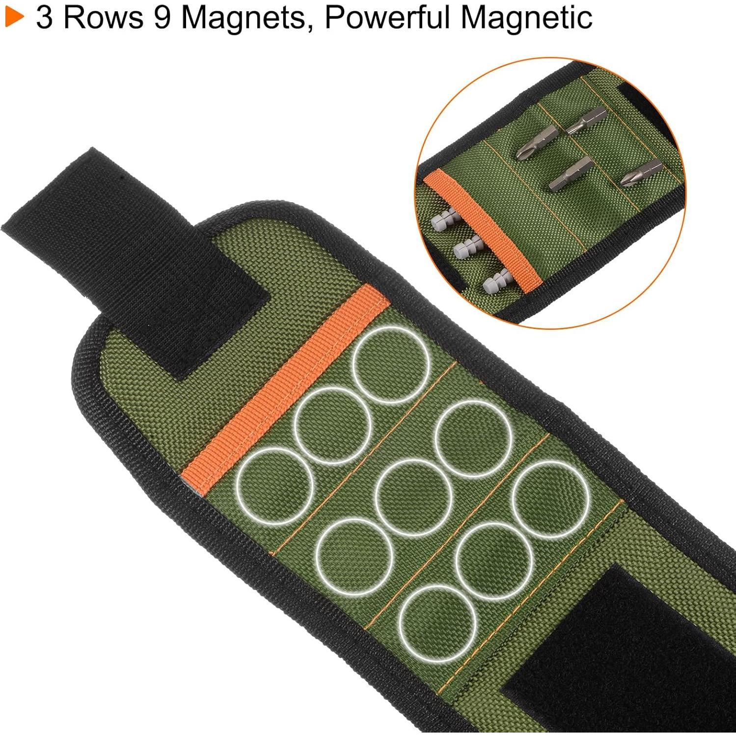 Pulsera Magnética HARFINGTON de Nylon con 9 Imánes - Verde Oscuro